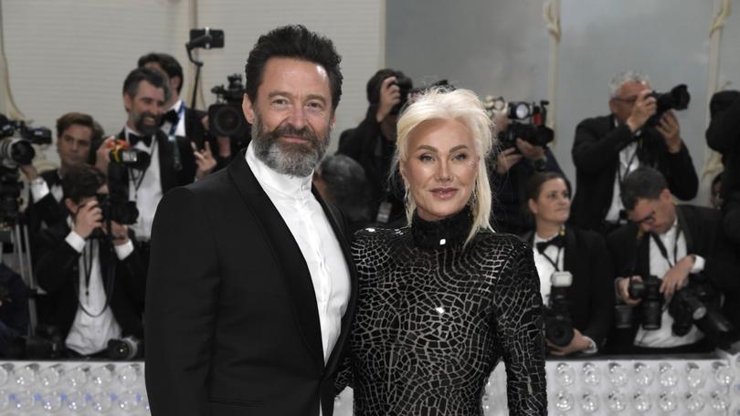 Hugh Jackman, left, and Deborra-Lee Furness attend The Metropolitan Museum of Art's Costume Institute benefit gala in 2023.