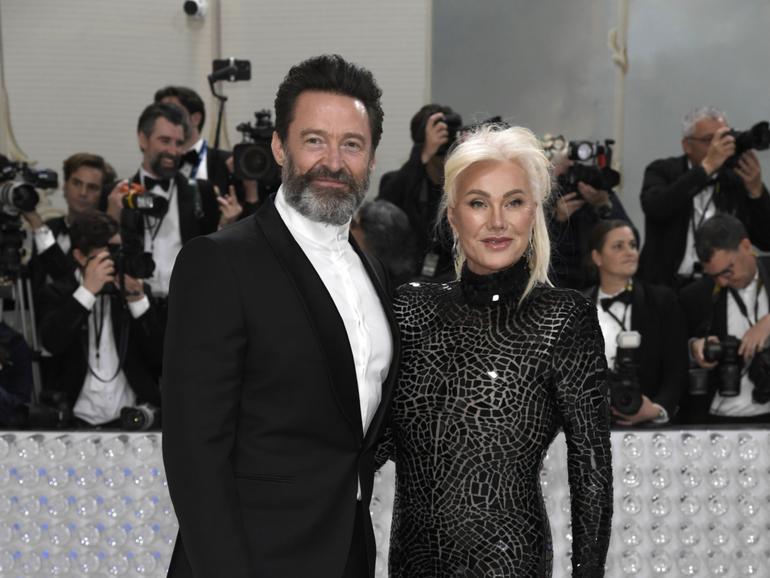 Hugh Jackman, left, and Deborra-Lee Furness attend The Metropolitan Museum of Art's Costume Institute benefit gala in 2023.