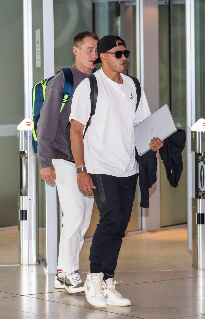 Marnus Labuschagne and Usman Khawaja arrive.