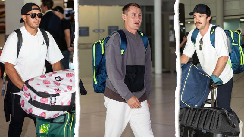 Australia’s Test side landed in Perth on Sunday.