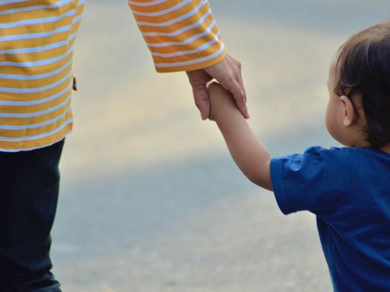 child, mother, hand