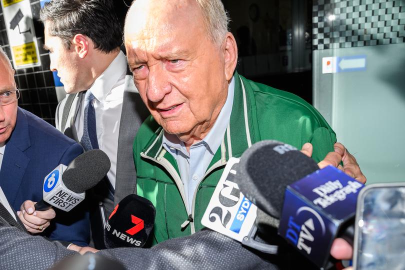 Alan Jones departs the Day St Police Station, in Sydney, Monday, November 18, 2024. Veteran radio broadcaster Alan Jones, 83, has been arrested over indecent assault and sexual touching allegations spanning two decades. 