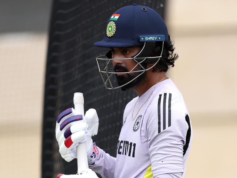 KL Rahul at training on Tuesday.