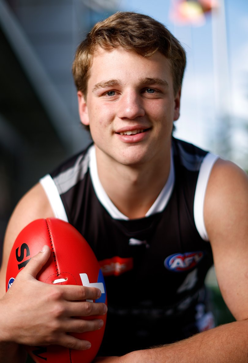 MELBOURNE, AUSTRALIA - NOVEMBER 19: Sam Lalor of the GWV Rebels poses during an AFL Draft Media Opportunity at AFL House on November 19, 2024 in Melbourne, Australia. (Photo by Michael Willson/AFL Photos via Getty Images)