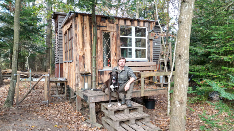 Anders Boisen lives in a tiny home in the woods of Denmark.