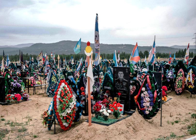 A cemetery for Russian soldiers who have died in the war with Ukraine in Ulan-Ude, Russia, May 30, 2023. 