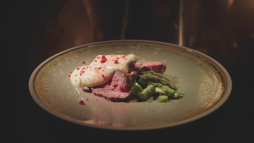 My Kitchen Rules: Simone and Viviana's lamp rump with pecorino zabaione and asparagus