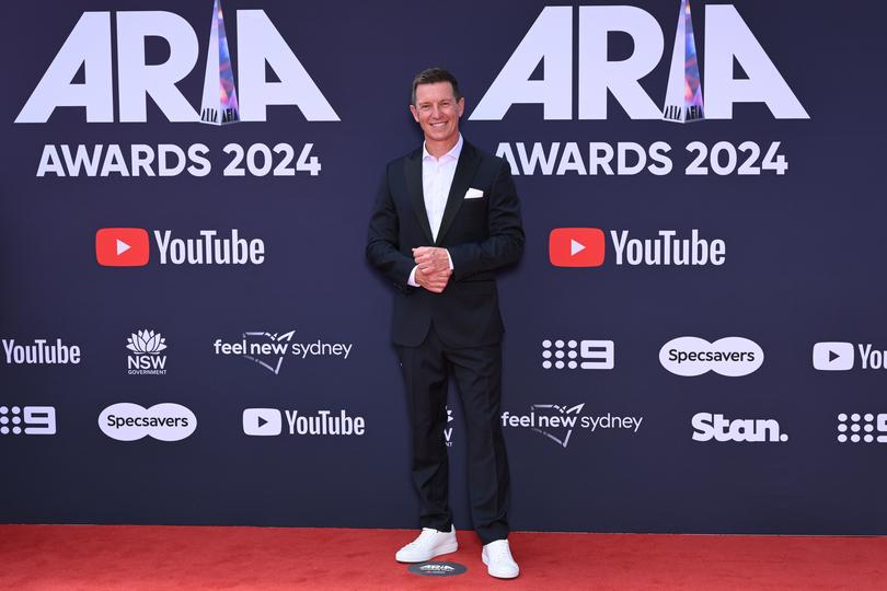 Rove McManus attends the red carpet during the 38th Annual Australian Recording Industry Association (ARIA) Music Awards at Hordern Pavilion in Sydney, Wednesday, November 20, 2024. (AAP Image/Steven Markham) NO ARCHIVING