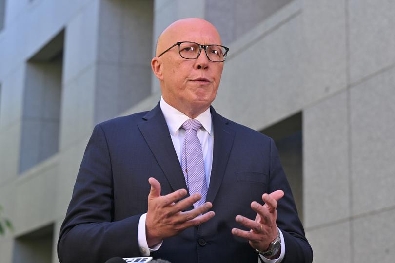 Leader of the Opposition Peter Dutton at a press conference at Parliament House in Canberra, Tuesday, November 19, 2024. (AAP Image/Mick Tsikas) NO ARCHIVING