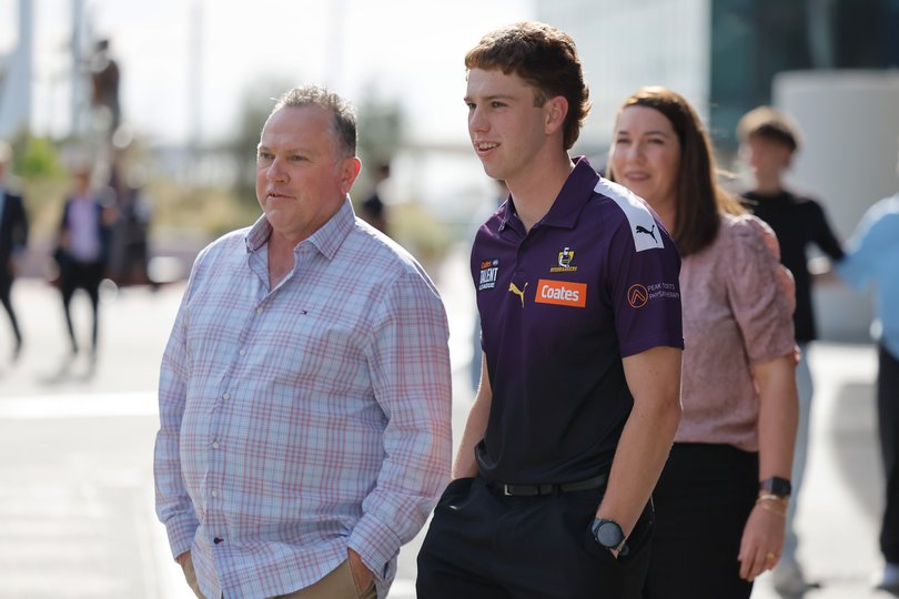 Joe Berry (Murray Bushrangers) arrives ahead of the 2024 Telstra AFL Draft at Marvel Stadium.