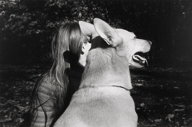 Cats and Dogs exhibition Christine Godden Joan and her dog 1975, printed 1976 gelatin silver photograph 15.2 Ã  22.9 cm (image) 19.6 Ã  25.2 cm (sheet) National Gallery of Victoria, Melbourne Purchased from Admission Funds, 1991 Â© Christine Godden