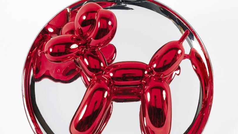 Cats and Dogs exhibition: Jeff Koons Balloon dog (Red) 1995 porcelain 11.3 A 26.3 cm diameter National Gallery of Victoria, Melbourne Gift of Eric Harding and Athol Hawke, 2006 © Jeff Koons