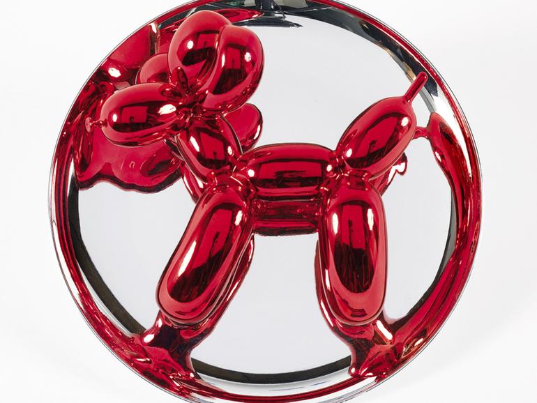 Cats and Dogs exhibition: Jeff Koons Balloon dog (Red) 1995 porcelain 11.3 A 26.3 cm diameter National Gallery of Victoria, Melbourne Gift of Eric Harding and Athol Hawke, 2006 © Jeff Koons