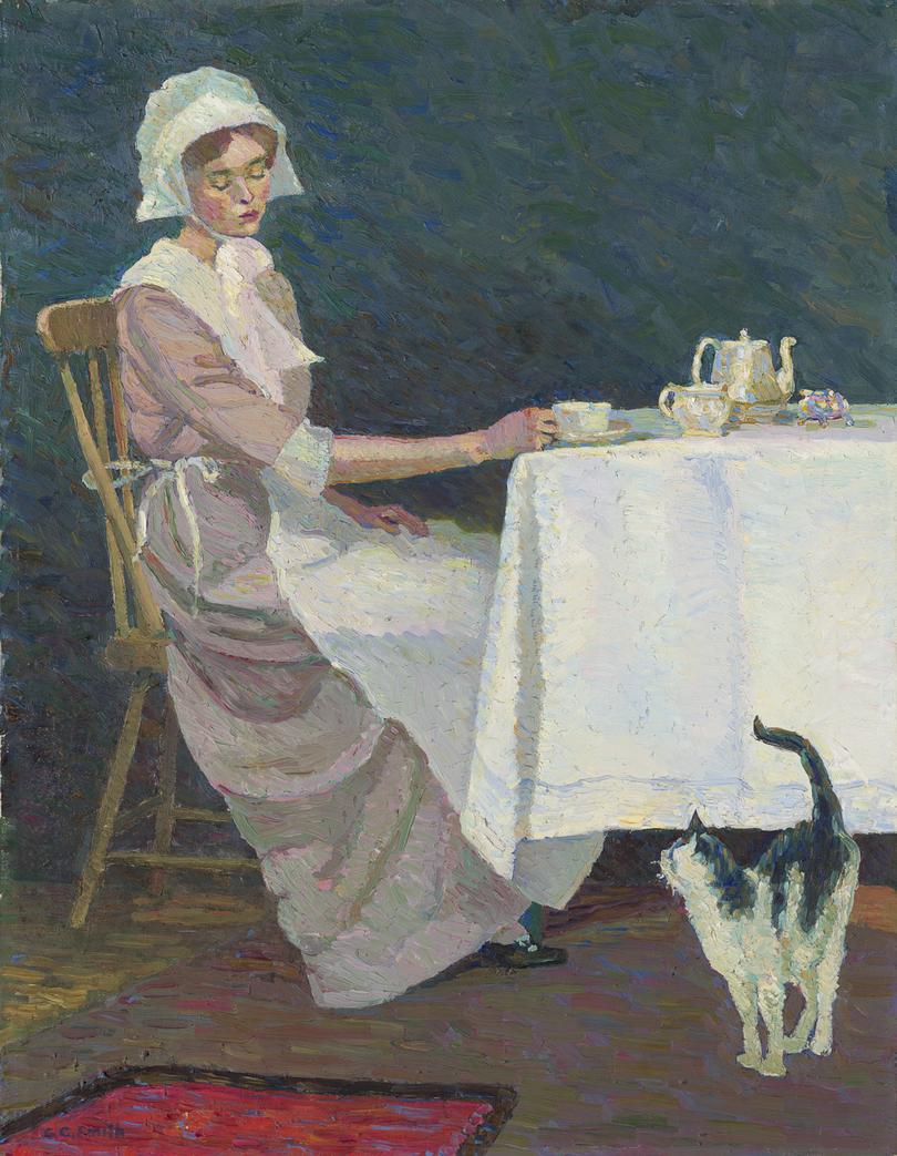 Cats and Dogs exhibition Grace Cossington Smith Quaker girl 1915 Oil on canvas 67.0 Ã  51.6 cm National Gallery of Victoria, Melbourne Presented by the National Gallery Society of Victoria, 1967 Â© Estate of Grace Cossington Smith