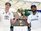 Australian captain Pat Cummins (left) and acting Indian captain Jasprit Bumrah on Thursday.