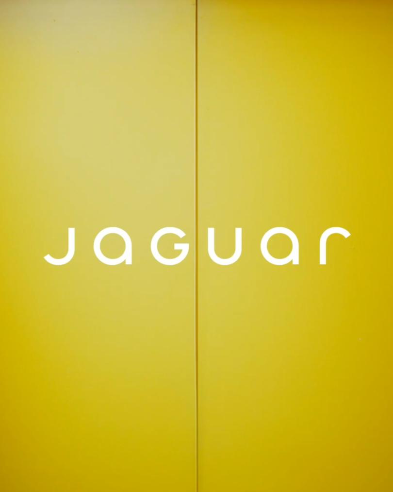 The new Jaguar logo featured in the ad.