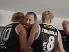 Ross Lyon meets St Kilda’s newest players, Alixzander Tauru and Tobie Travaglia, on the opening night of the draft.