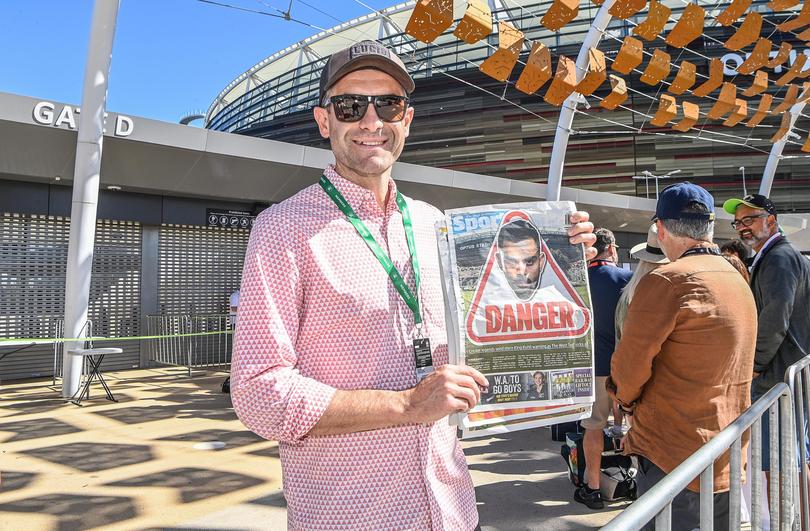 GEN Fans outside Optus Stadium ahead of the gate opening for the first day of the first test between Australia and India. Paul Monoghan. Iain Gillespie