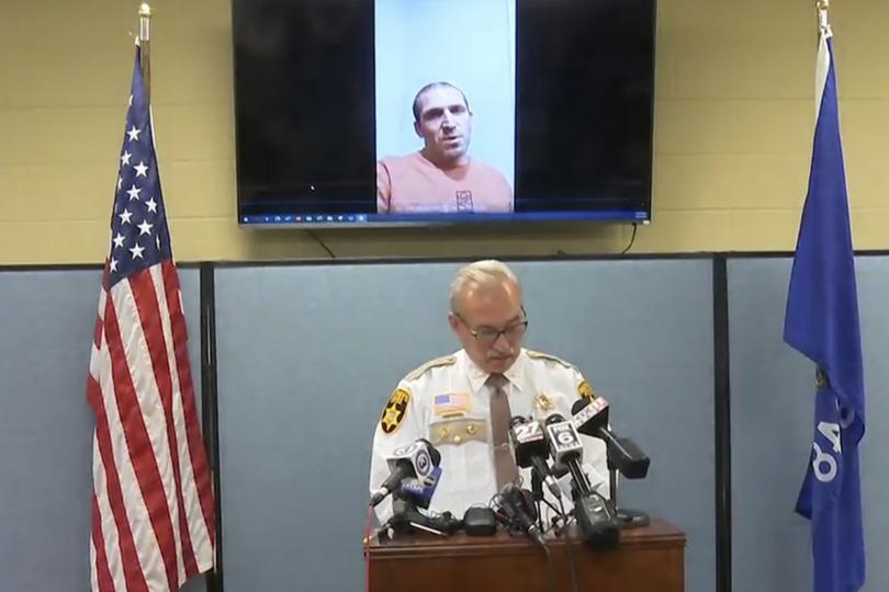 Sheriff Mark Podoll holds a news conference regarding Ryan Borgwardt.