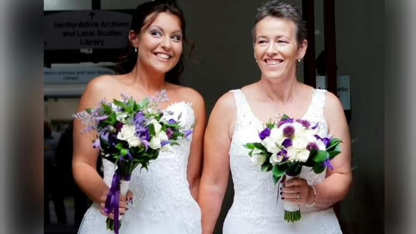 Jade and Miki on their wedding day.