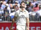 Mitch Marsh reacts after bowling in the middle session on day two.