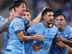 Anas Ouahim (2R) has come off the bench to lead Sydney FC to an ALM derby win over the Wanderers. (Mark Evans/AAP PHOTOS)