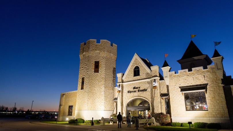 The exterior of the store was inspired by castles in Europe. 