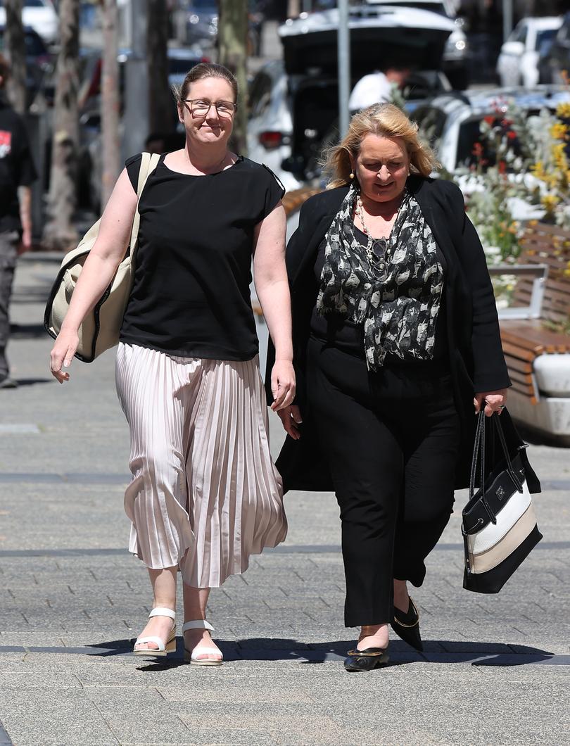 Dance teacher Michelle Doepel (left) outside District Court.