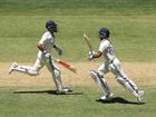 Virat Kohli and Yashasvi Jaiswal of India run between the wickets.