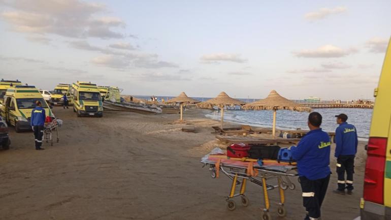 Egyptian authorities say 28 people have been rescued after their tourist boat sank in the Red Sea.