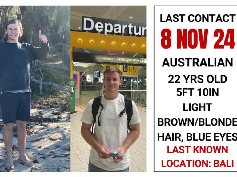 Jackson Parker has been reported as missing in Bali by his family.