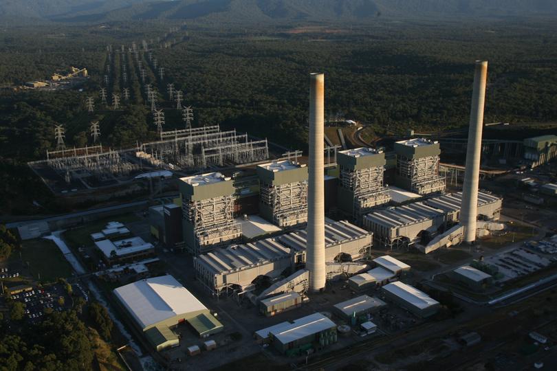 A supplied aerial photo of the Eraring Newcastle power station, Thursday, July 3, 2008. Greenpeace activists are protesting against coal burning by blockading the coal supply at the Newcastle power station plant by locking themselves on to the coal conveyors. (AAP Image/Greenpeace) NO ARCHIVING, EDITORIAL USE ONLY