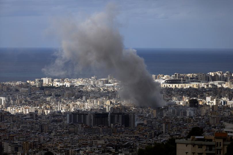 Smoke rises after an Israeli airstrike on the Dahiya, south of Beirut, Lebanon, on Monday, Nov. 25, 2024. 