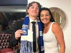 Kelli and River Stevens after he was drafted by North Melbourne.