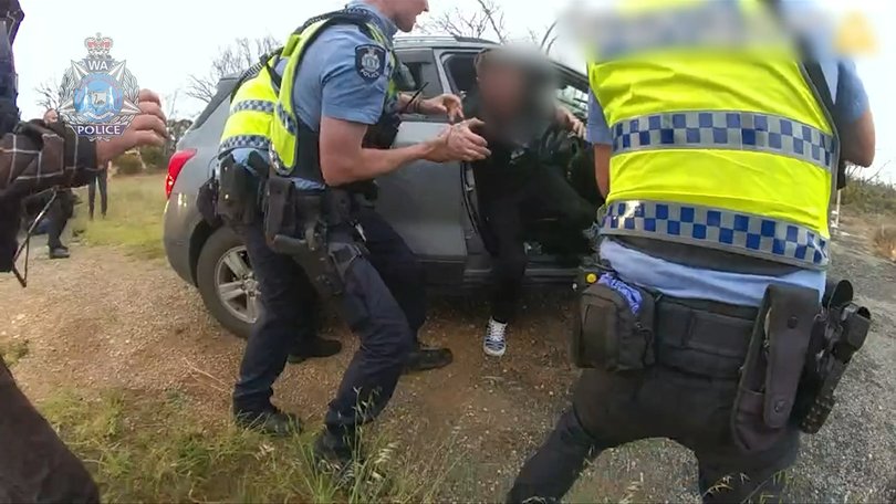 An officer suffered minor facial injuries during the ‘high-risk arrest’ and a loaded sawn-off rifle was allegedly found in the car.