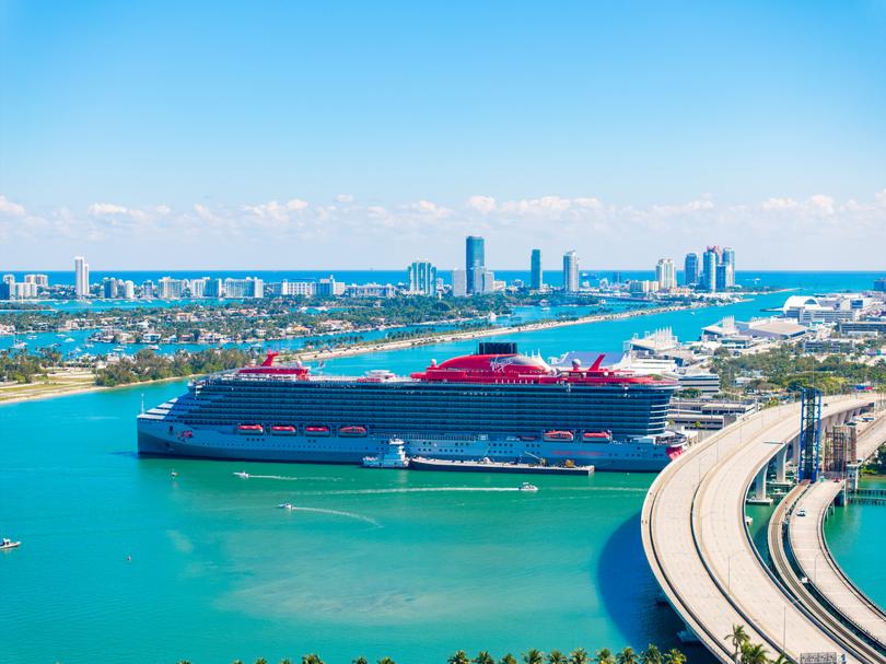 Virgin Voyages Scarlet Lady at Port of Miami. 