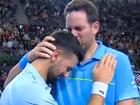 Novak Djokovic and Juan Martin del Potro embrace after the match.