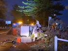 The ute crashed into a tree, leaving behind a trail of destruction. 