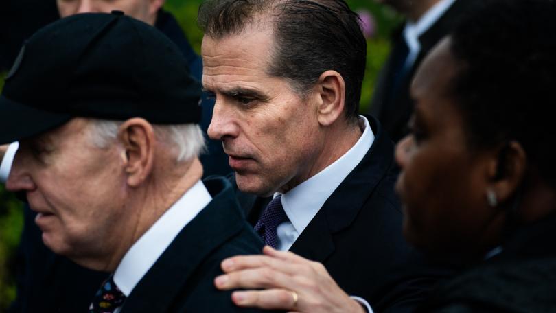 President Joe Biden and his son Hunter Biden during this year's White House Easter Egg Roll. (MUST CREDIT: Demetrius Freeman/The Washington Post) 