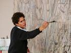 Julie Mehretu working on HOWL, EON (I, II) 