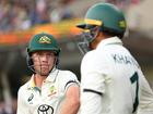 Nathan McSweeney and Usman Khawaja prepare to bat at Adelaide Oval. 