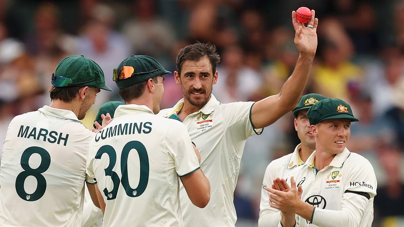 Mitchell Starc struck with the very first delivery of the Test and then took five more wickets to shoot Australia into the ascendency on day one in Adelaide.