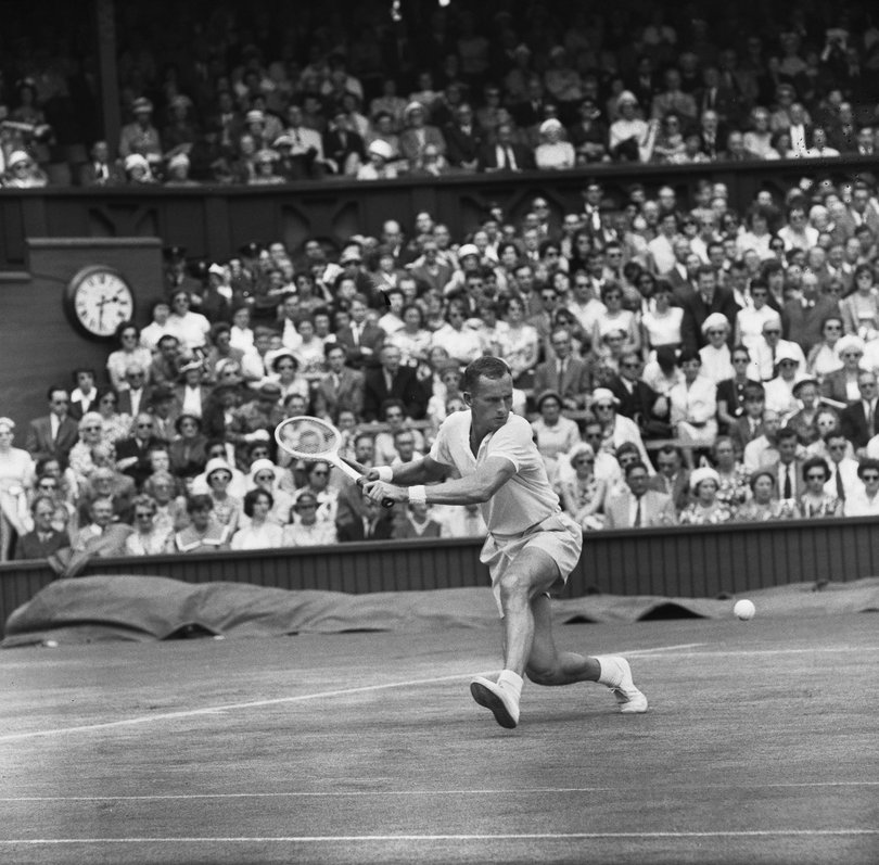 Neale Fraser competing at the 1960 Wimbledon Championships.