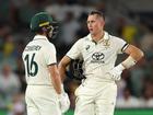 Marnus Labuschagne and Nathan McSweeney chat late on day one.