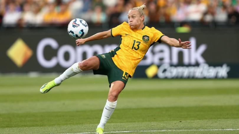 Tameka Yallop played an outstanding game for the Matildas in their 6-0 win over Taiwan.