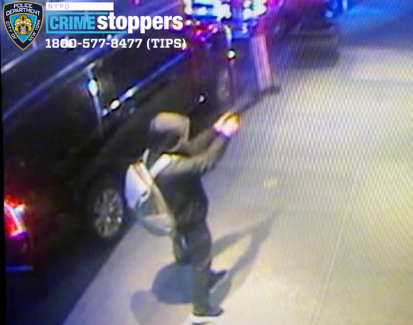 CCTV captured the horror unfolding at around 6:45am on Wednesday outside the Hilton Hotel in Manhattan. 