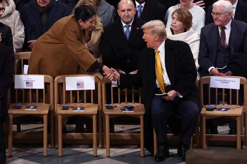 President of Georgia, Salomé Zourabichvili greets Donald Trump.