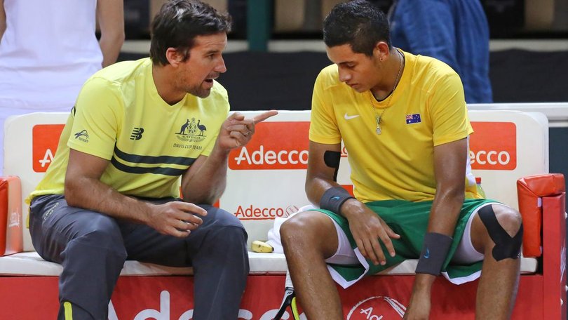 Pat Rafter guided a teenaged Nick Kyrgios in Davis Cup more than a decade ago. 