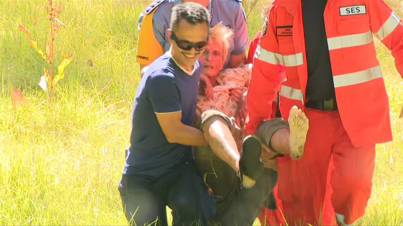 Dickson was carried to a waiting ambulance where she was checked over and taken to hospital.