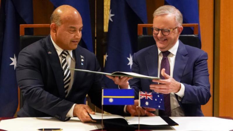 Anthony Albanese says a deal with Nauru President David Adeang is a good result for both nations. (Dominic Giannini/AAP PHOTOS)